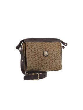 CELINE C Sulky Shoulder Bag Canvas Beige Brown Auth 81007